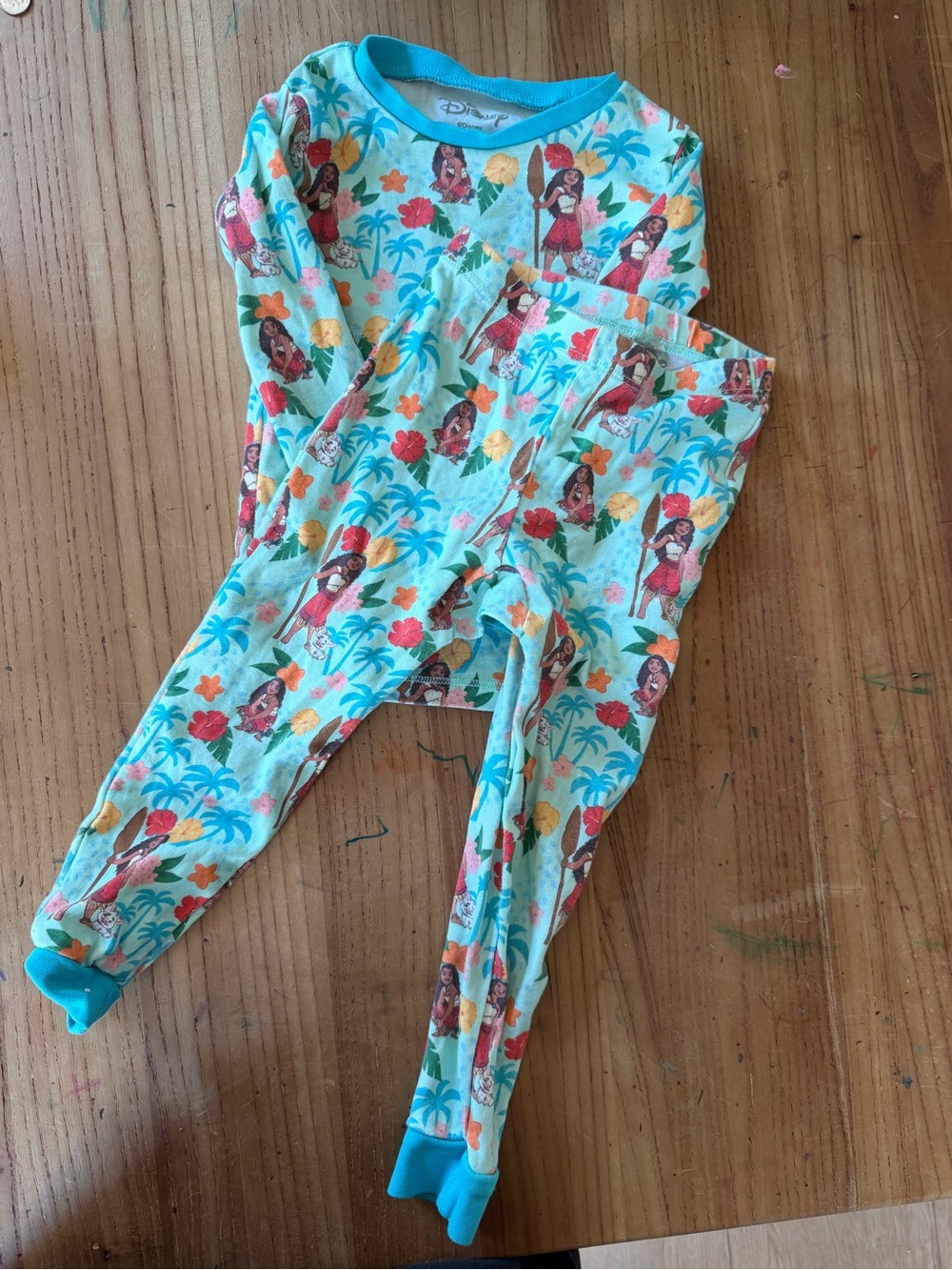 Disney Moana Mint Turquoise Floral Pajama Set